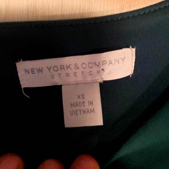 New York & Company Green Bell Sleeve Fringe Dress - Picture 3 of 8